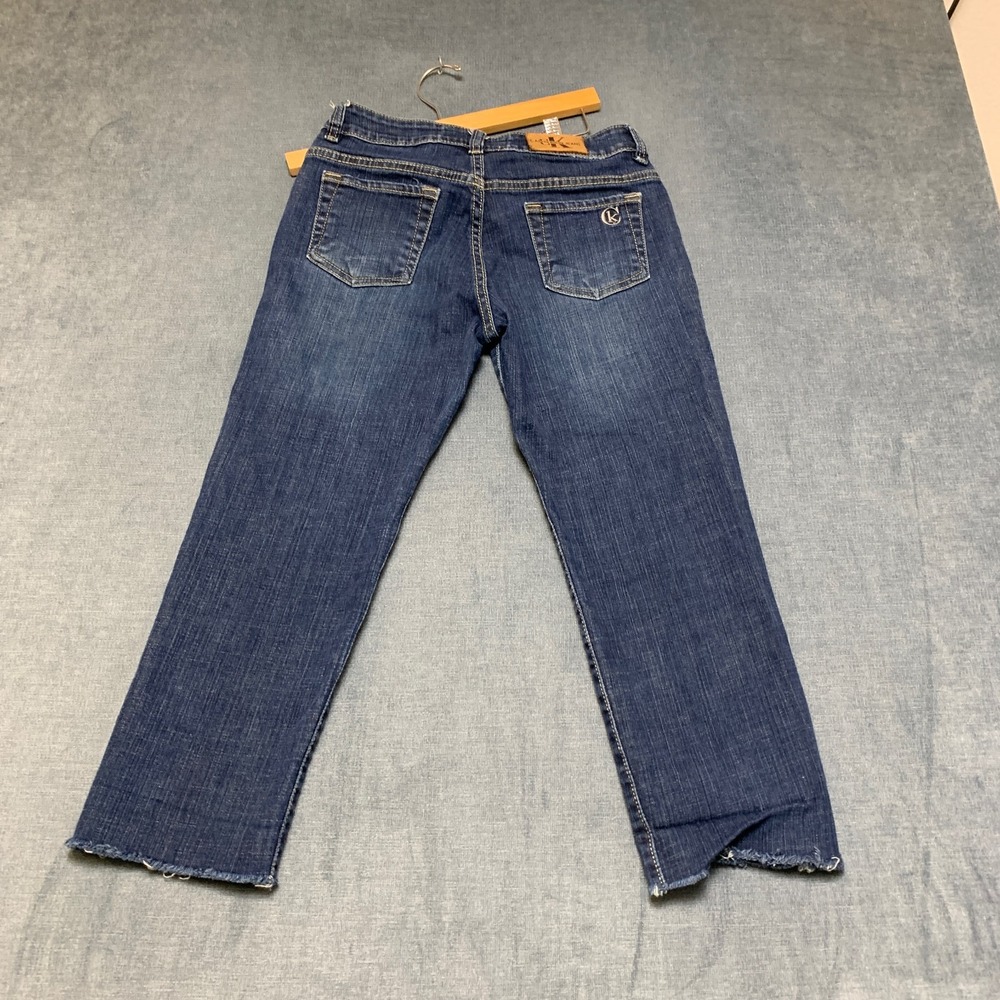 Calvin Klein Capri Bootcut Jeans Men 32 Blue Denim Cotton Medium Wash Frayed Hem
